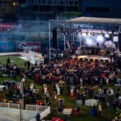 Aerial view of nighttime concert at Petco Park